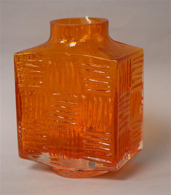 An orange Whitefriars vase
